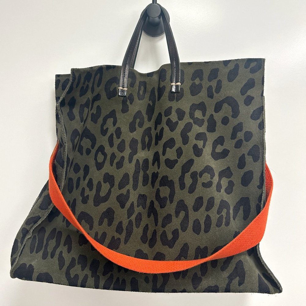 Clare V Simple Tote – Army Green Leopard